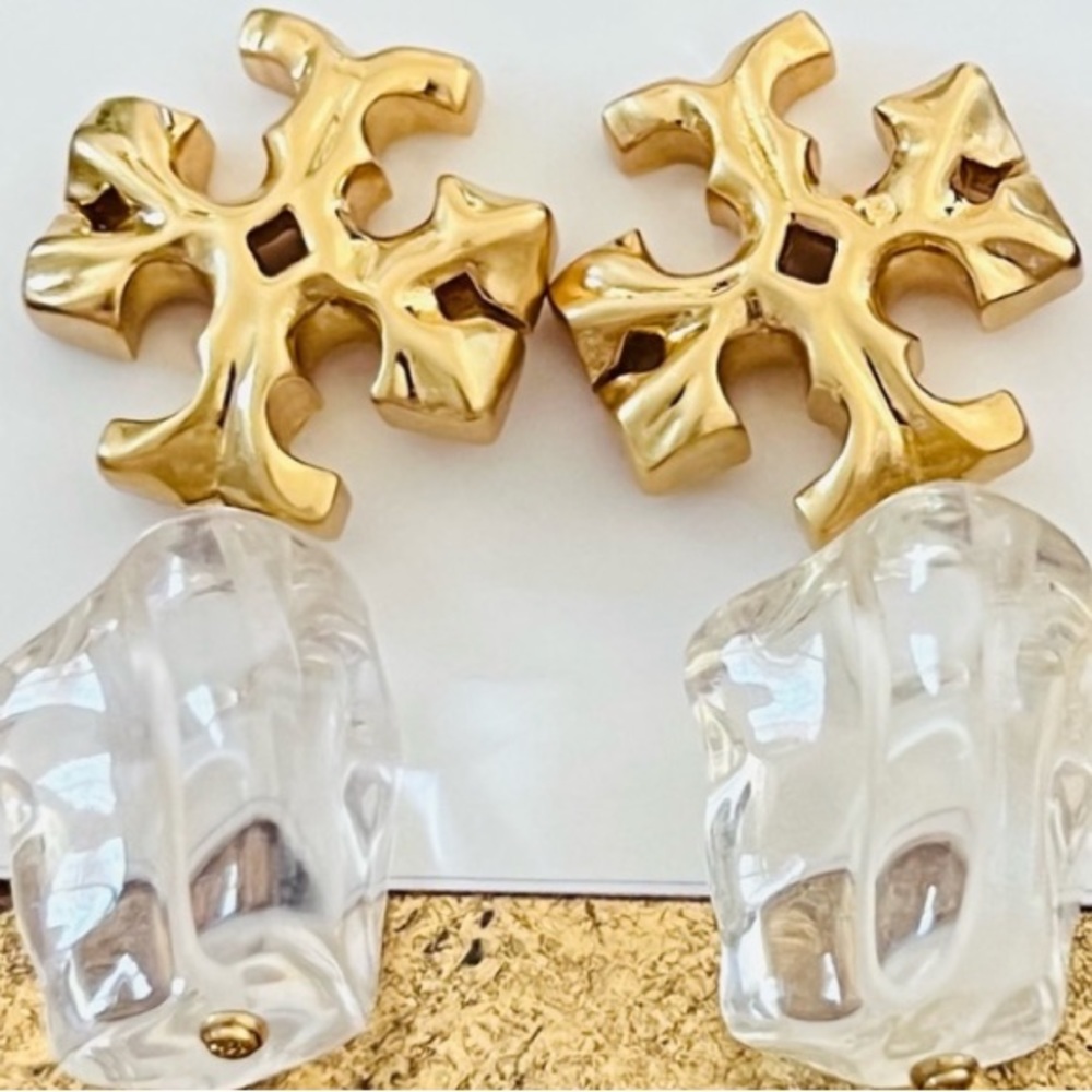 Tory Burch Roxanne clear stone drop earrings - Picture 6 of 6